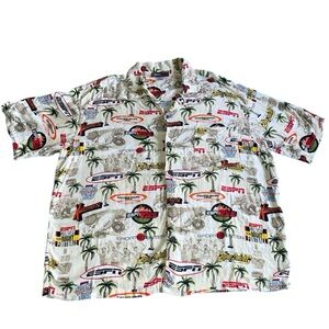 ESPN Zone Cabana Hawaiian Button Up Shirt Mens XL Multicolor Rayon Tropical